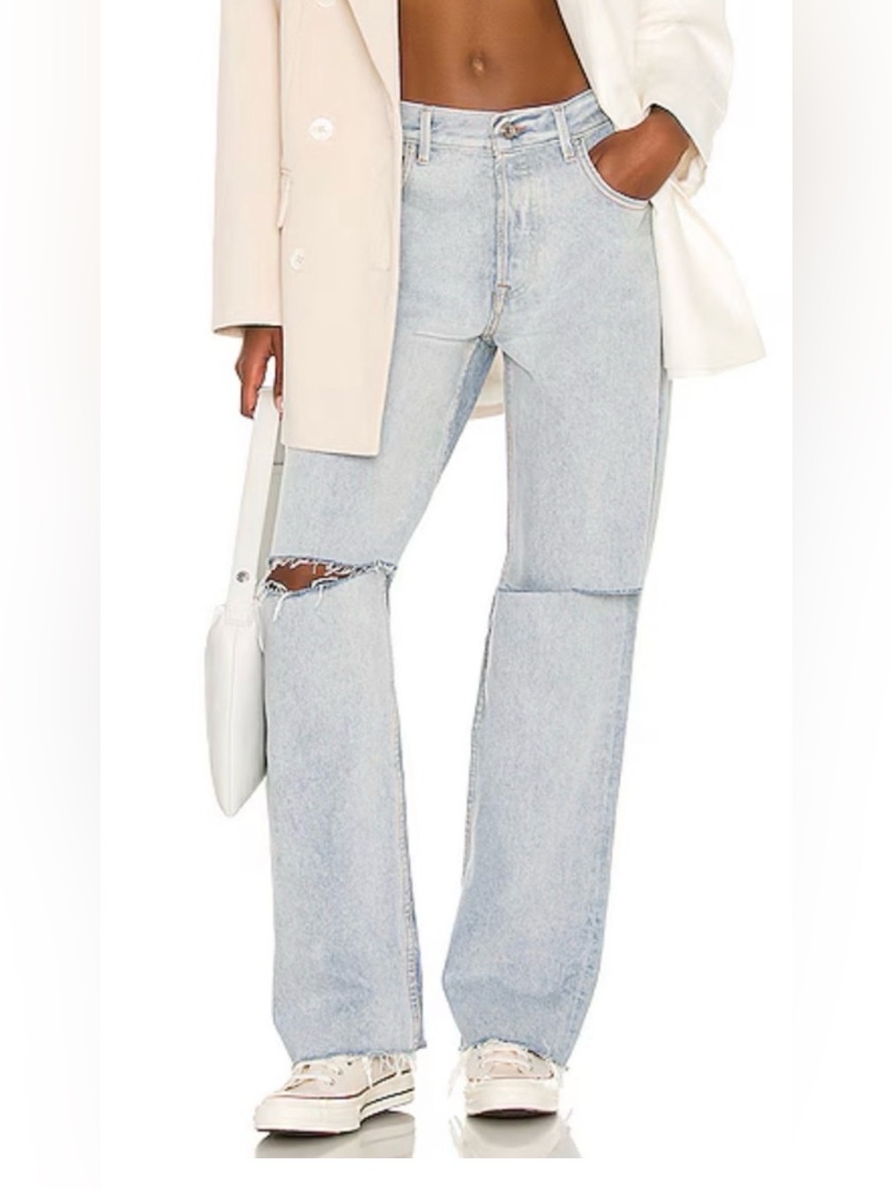 GRLFRND Bella Low Rise
Boyfriend Denim In Light Blue Color